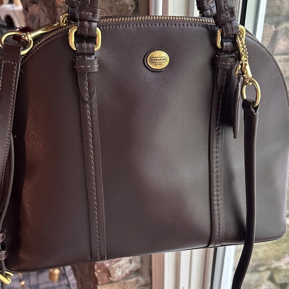 Coach Dark Brown Dome Satchel with Gold Hardware - Picture 2 of 16